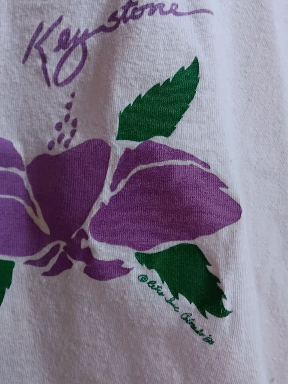 XL True Vintage T-shirt Single Stitch Tee Colorado Keystone Flower Pink  80s USA